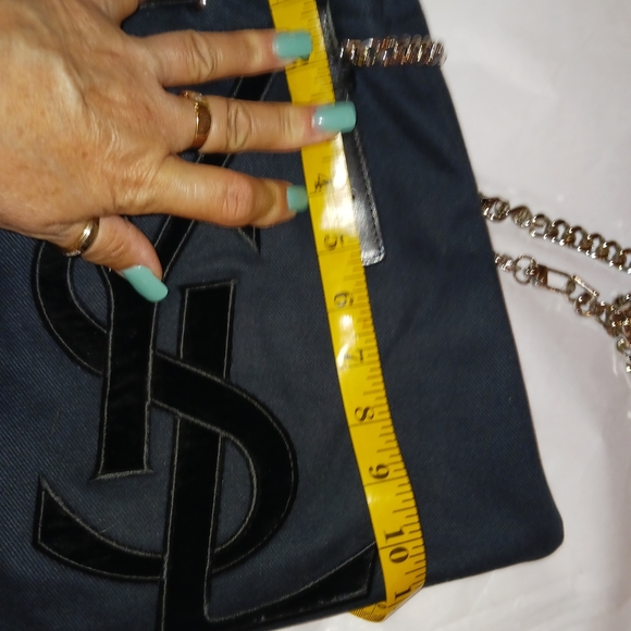 YSL black authentic Paris Black Canvas & Velvet Drawstring. - Picture 14 of 16